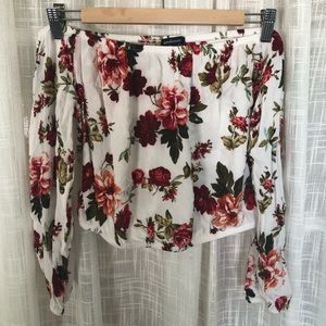 Off the shoulder cropped long sleeve